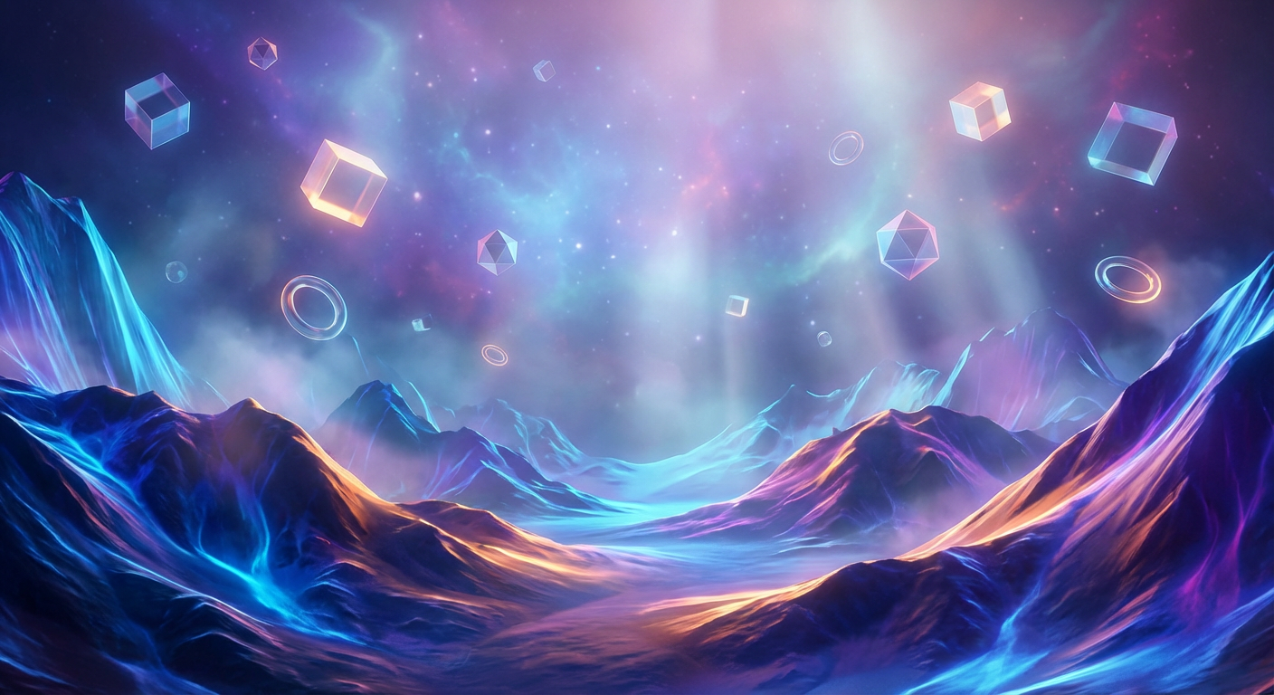 Stylized game deals hero artwork with vibrant digital scenery